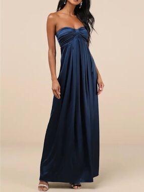 perfected elegance mauve satin pleated strapless maxi dress CORSET DRAPED DRESS IN DUSTY PURPLE | CULT MIA main image 1